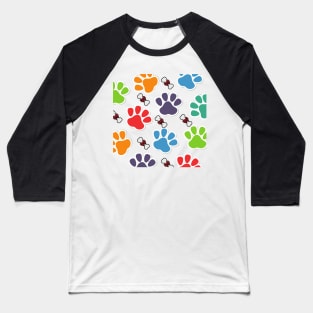 Dog paw with bone pattern Baseball T-Shirt